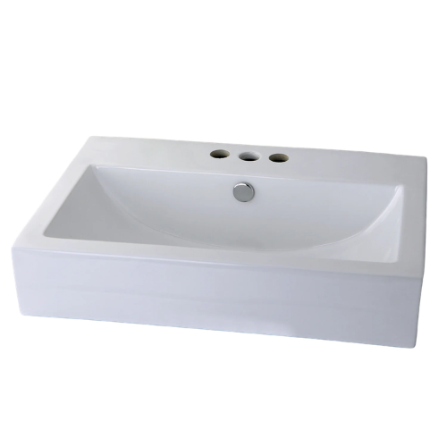 Licos Century 23-5/8 Inch Ceramic Rectangular Semi-Recessed Vessel Sink (8 Inch Centers)