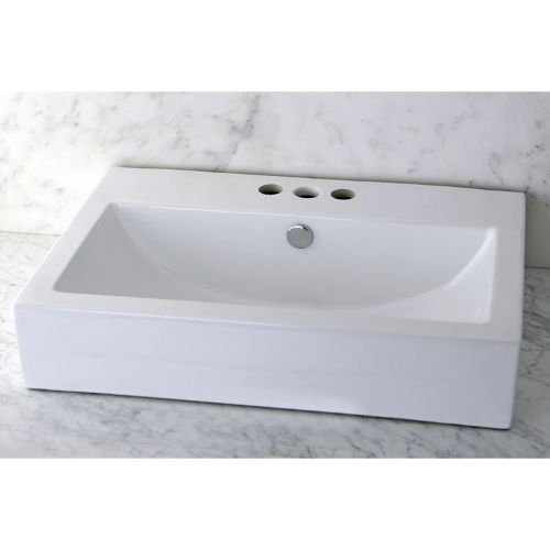 Licos Century 23-5/8 Inch Ceramic Rectangular Semi-Recessed Vessel Sink (8 Inch Centers)