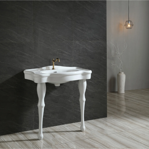 Licos Imperial 32-Inch Ceramic Console Sink with Ceramic Legs (1-Hole)