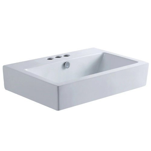 Licos Century 23-5/8 Inch Ceramic Rectangular Semi-Recessed Vessel Sink (8 Inch Centers)