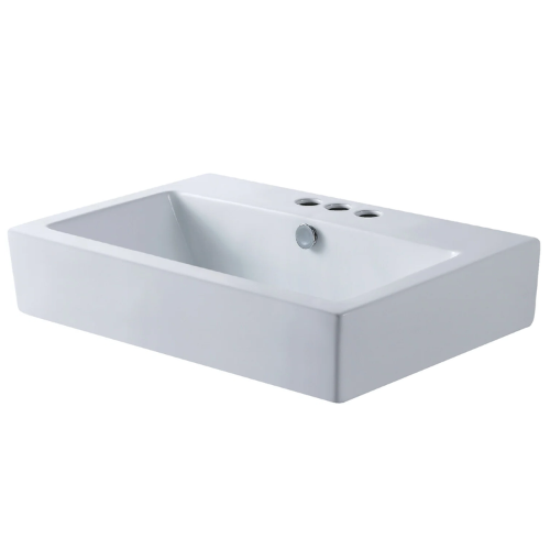 Licos Century 23-5/8 Inch Ceramic Rectangular Semi-Recessed Vessel Sink (8 Inch Centers)