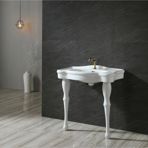 Licos Imperial 32-Inch Ceramic Console Sink with Ceramic Legs (1-Hole)